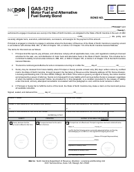 Document preview: Form GAS-1212 Motor Fuel and Alternative Fuel Surety Bond - North Carolina