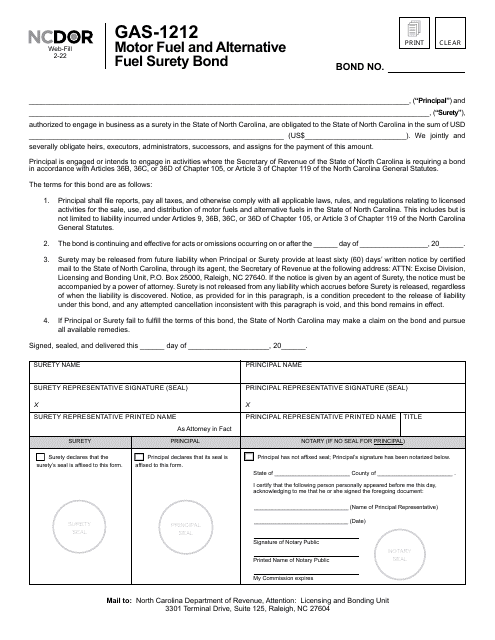 Form GAS-1212  Printable Pdf