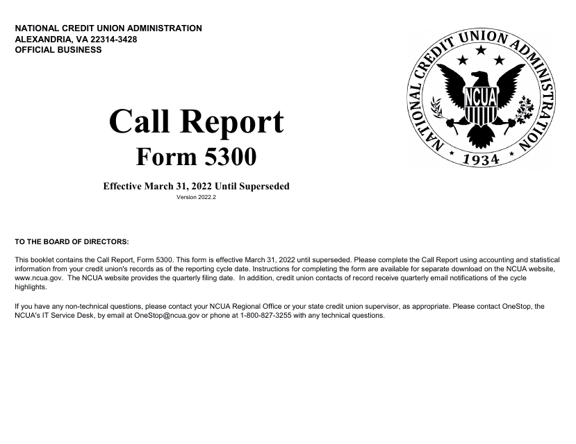 NCUA Form 5300 Call Report