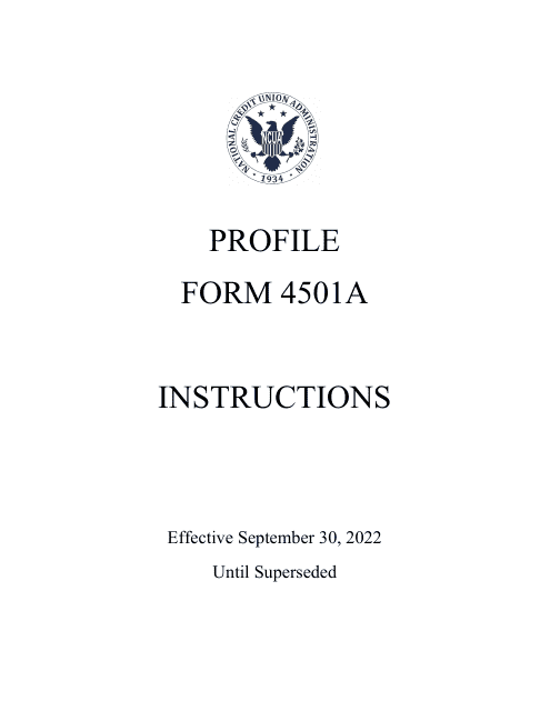Instructions for NCUA Profile Form 4501A Credit Union Profile Form
