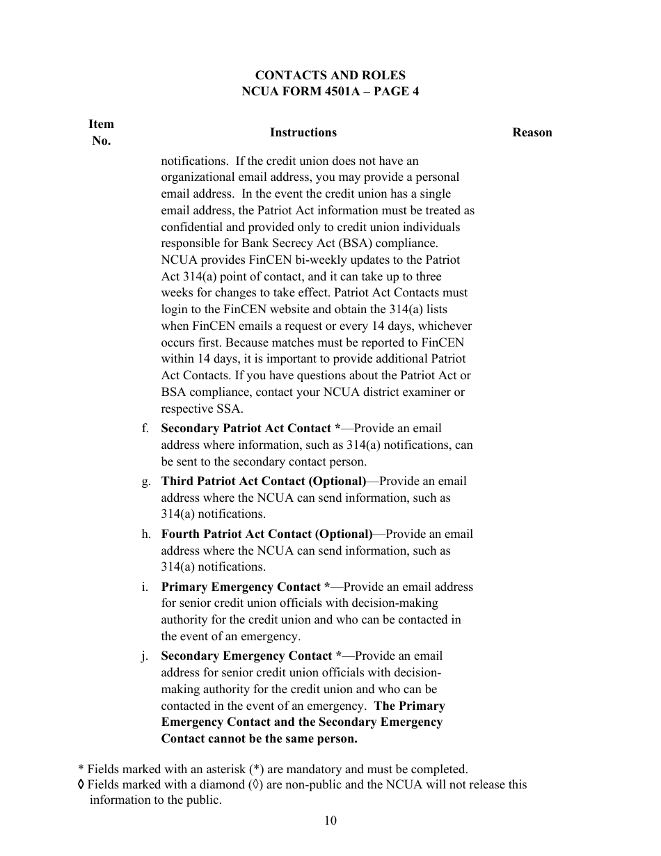 Instructions for NCUA Profile Form 4501A Credit Union Profile Form, Page 13