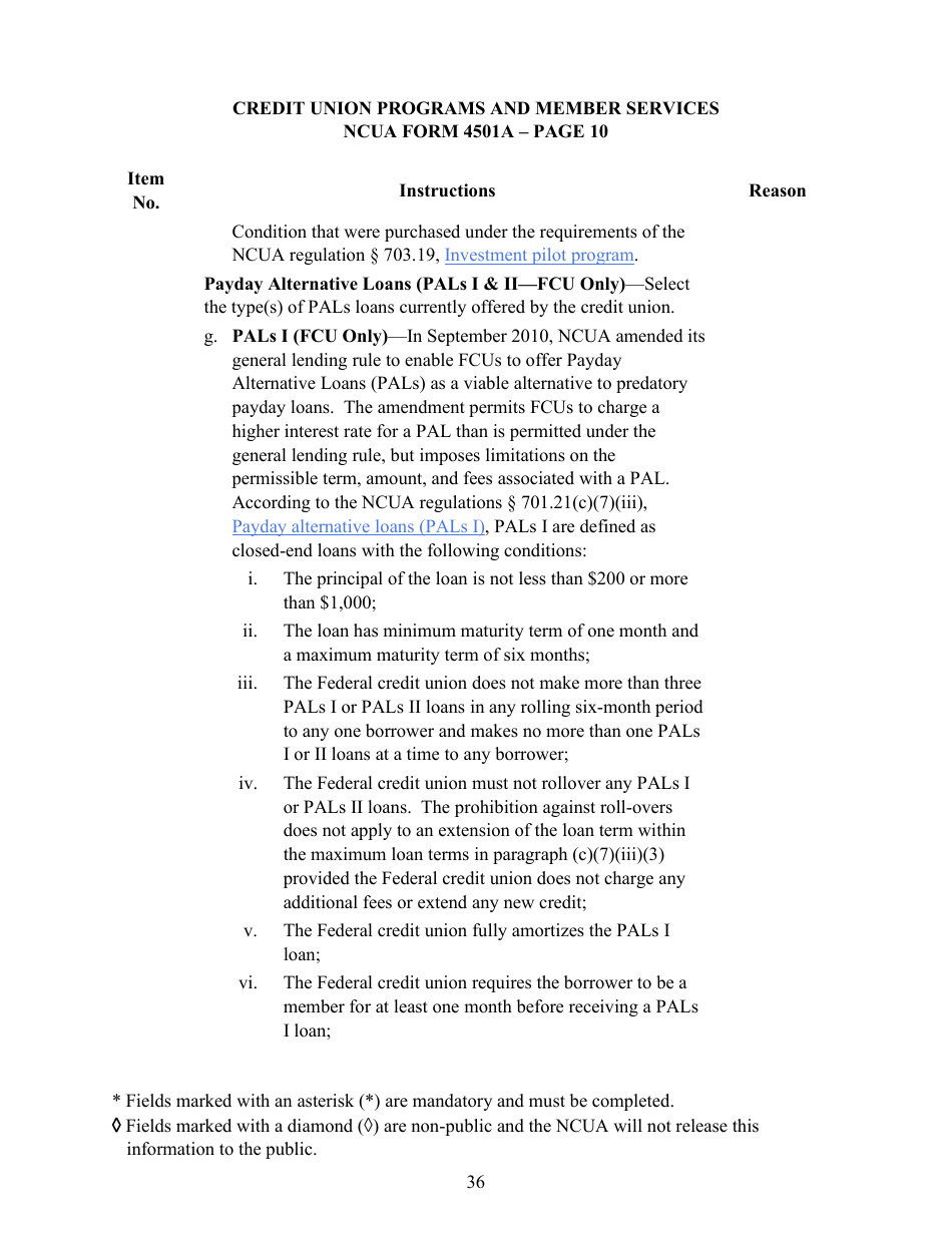Instructions for NCUA Profile Form 4501A Credit Union Profile Form, Page 39