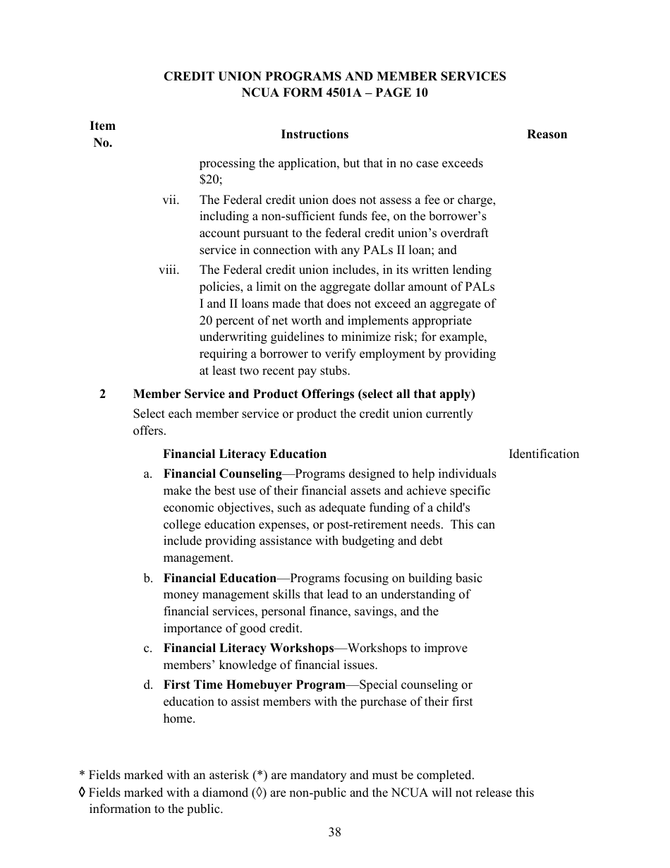 Instructions for NCUA Profile Form 4501A Credit Union Profile Form, Page 41