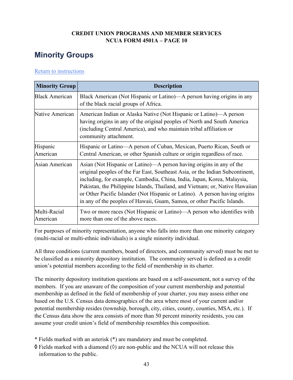 Instructions for NCUA Profile Form 4501A Credit Union Profile Form, Page 46