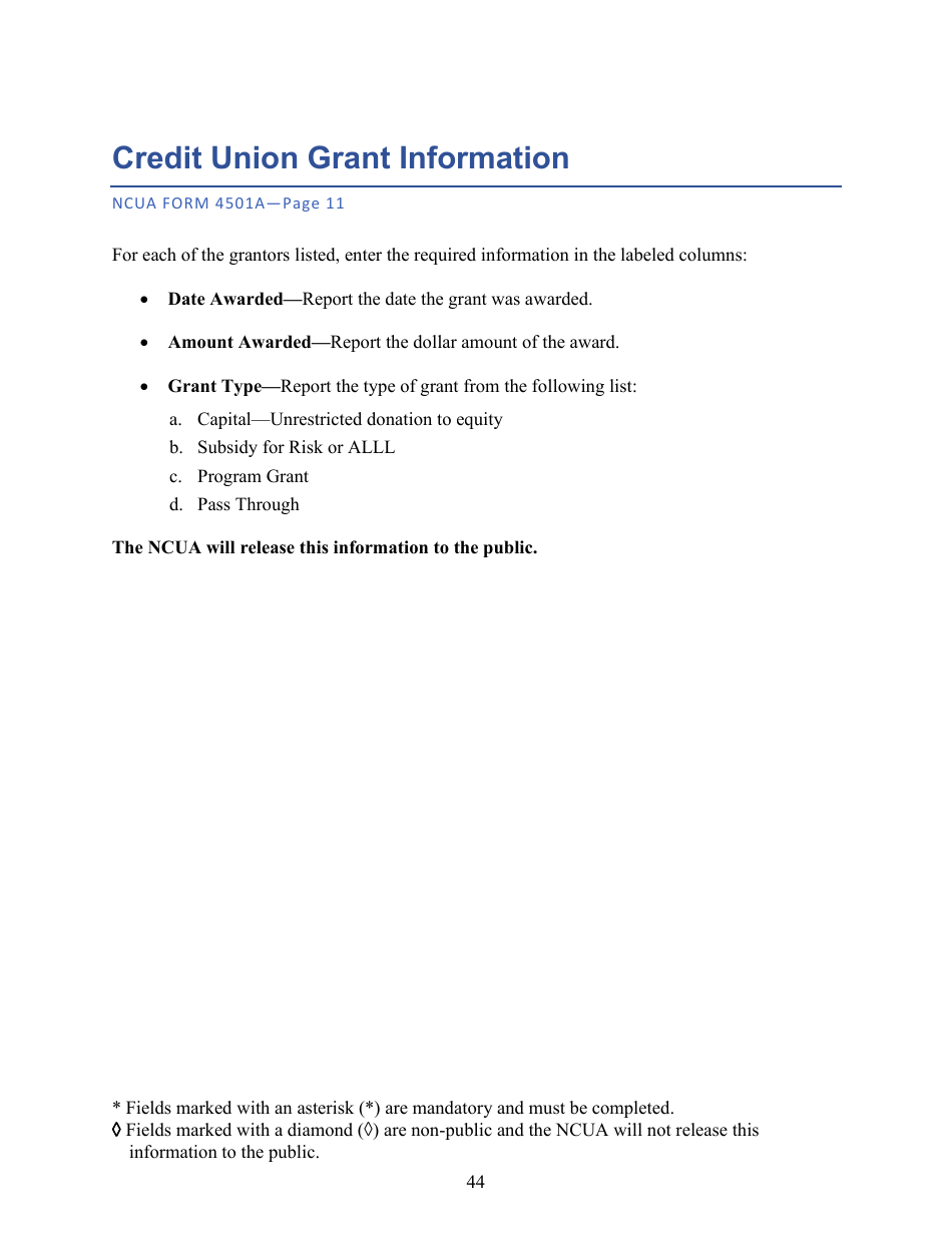 Instructions for NCUA Profile Form 4501A Credit Union Profile Form, Page 47