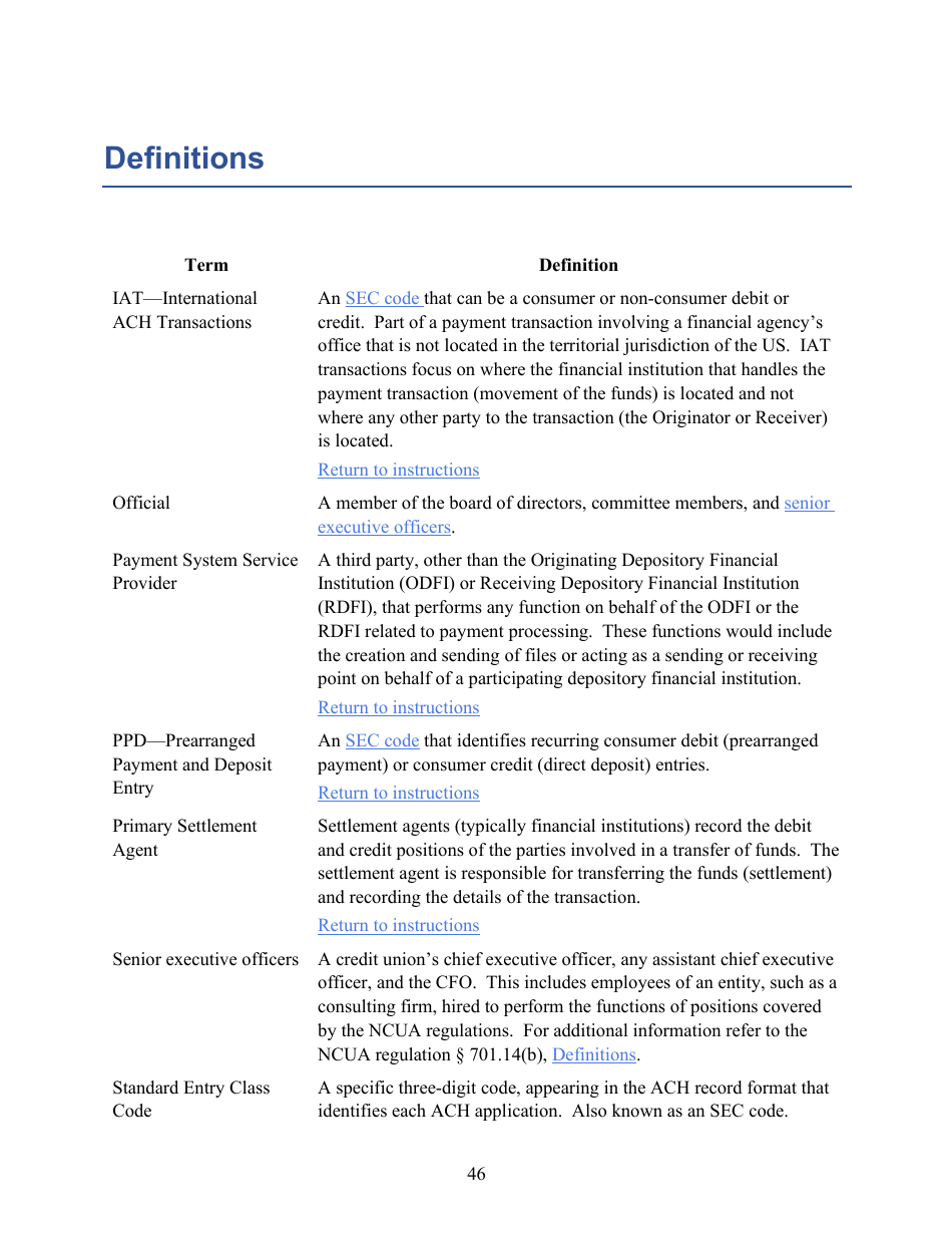 Instructions for NCUA Profile Form 4501A Credit Union Profile Form, Page 49
