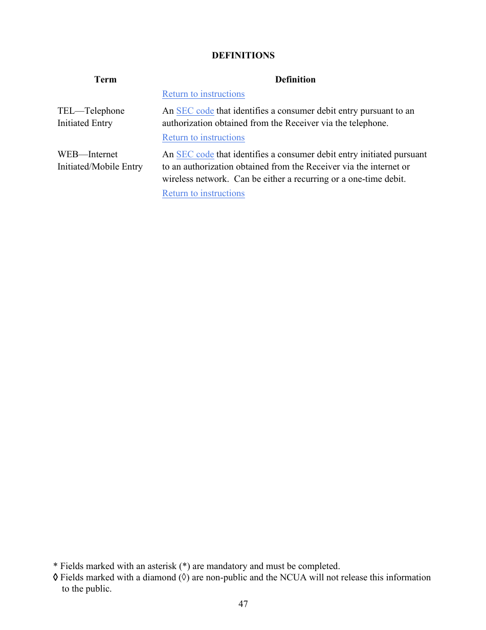 Instructions for NCUA Profile Form 4501A Credit Union Profile Form, Page 50