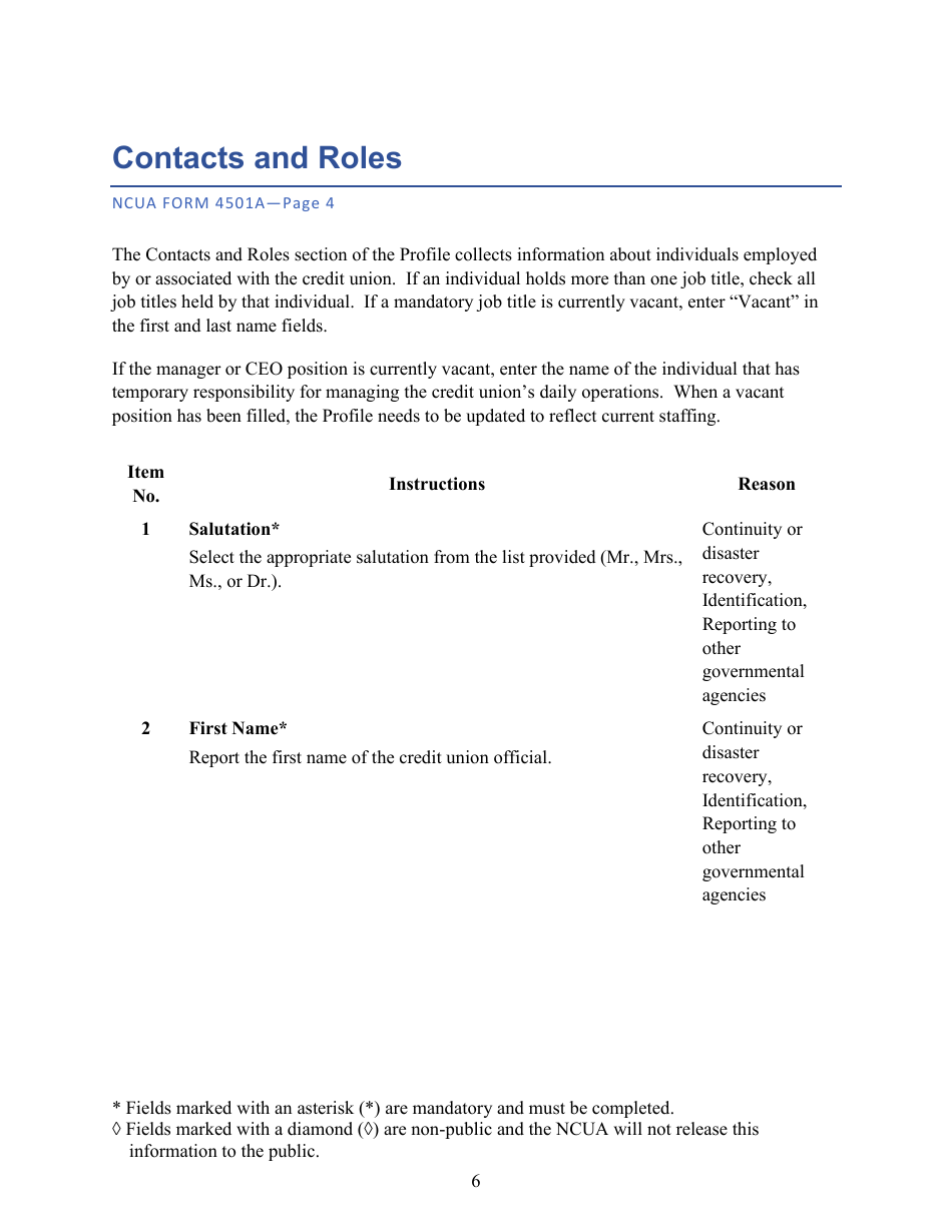 Instructions for NCUA Profile Form 4501A Credit Union Profile Form, Page 9