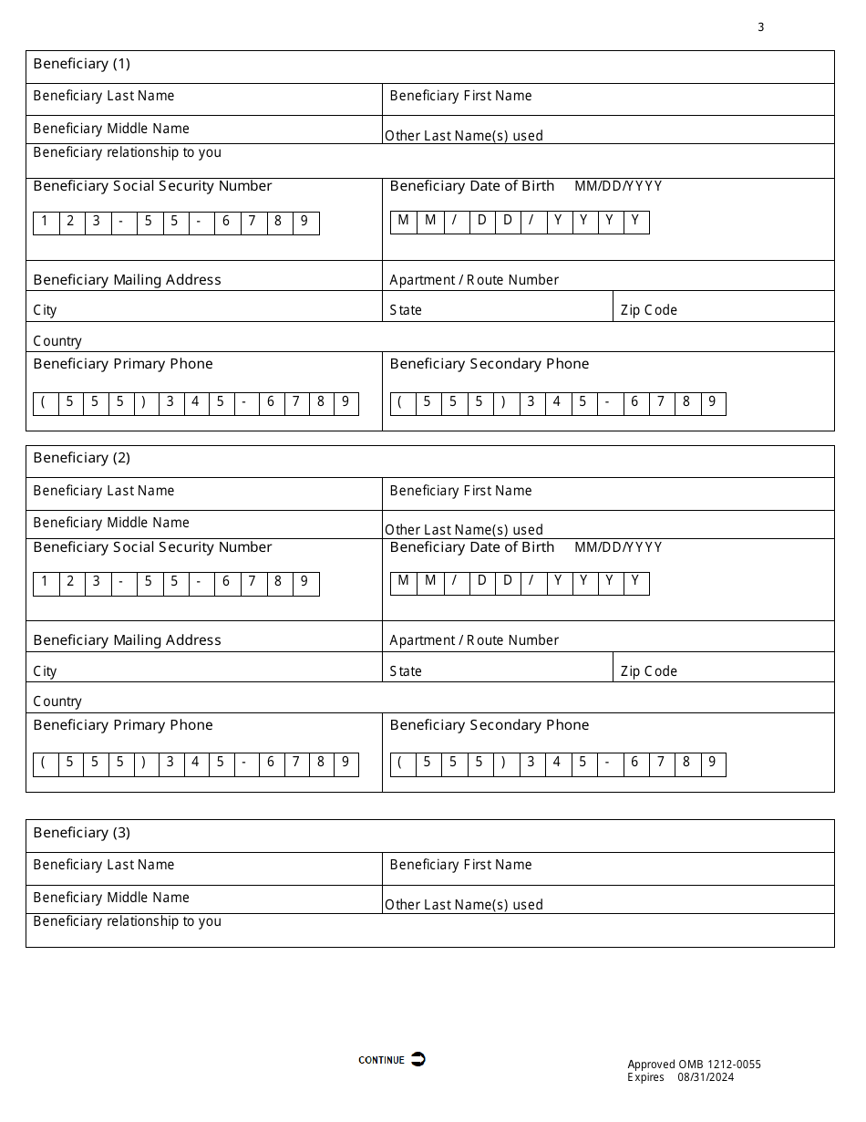 PBGC Form 711 Change of Beneficiary for Certain  Continuous (Cc) Benefits Only (Currently Receiving Pension Benefits), Page 5