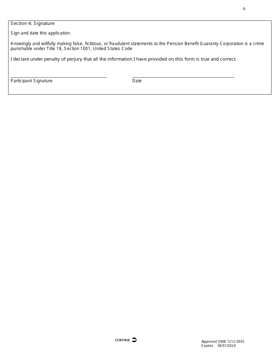 PBGC Form 711 Change of Beneficiary for Certain  Continuous (Cc) Benefits Only (Currently Receiving Pension Benefits), Page 8