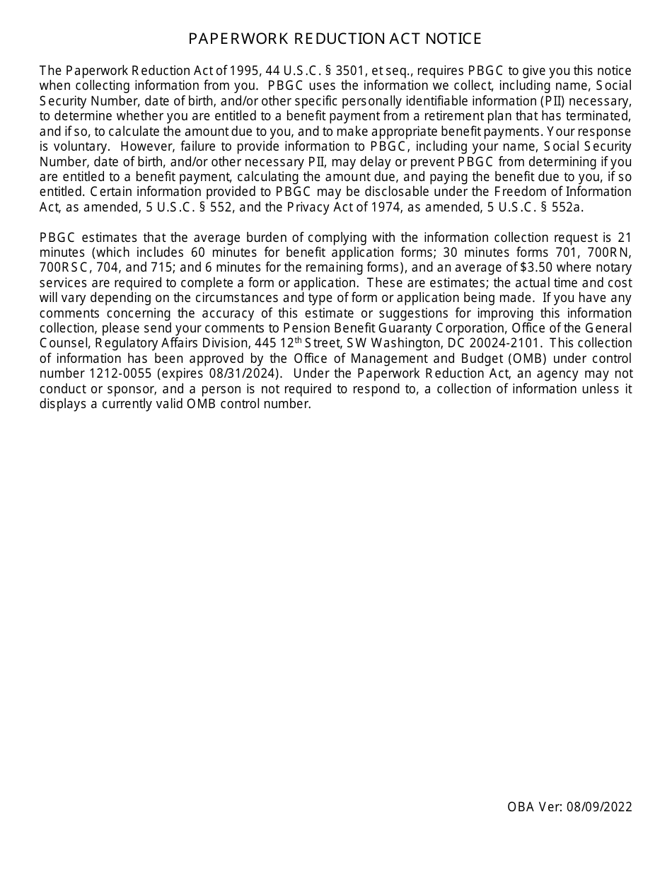 PBGC Form 719 Election to Withhold Federal Income Tax From Periodic Payments, Page 2