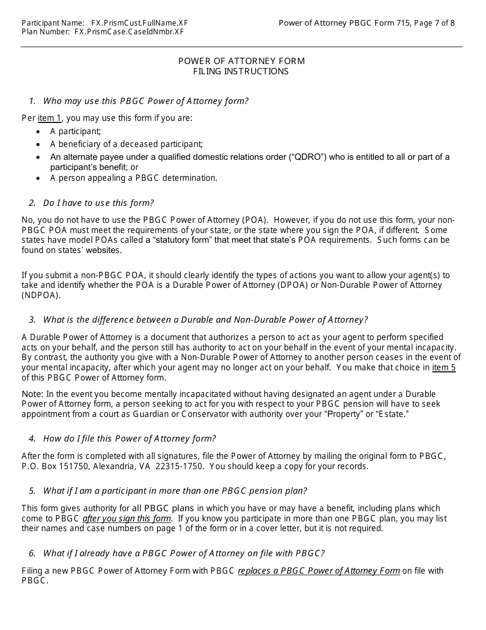 PBGC Form 715 Power of Attorney (Poa), Page 9