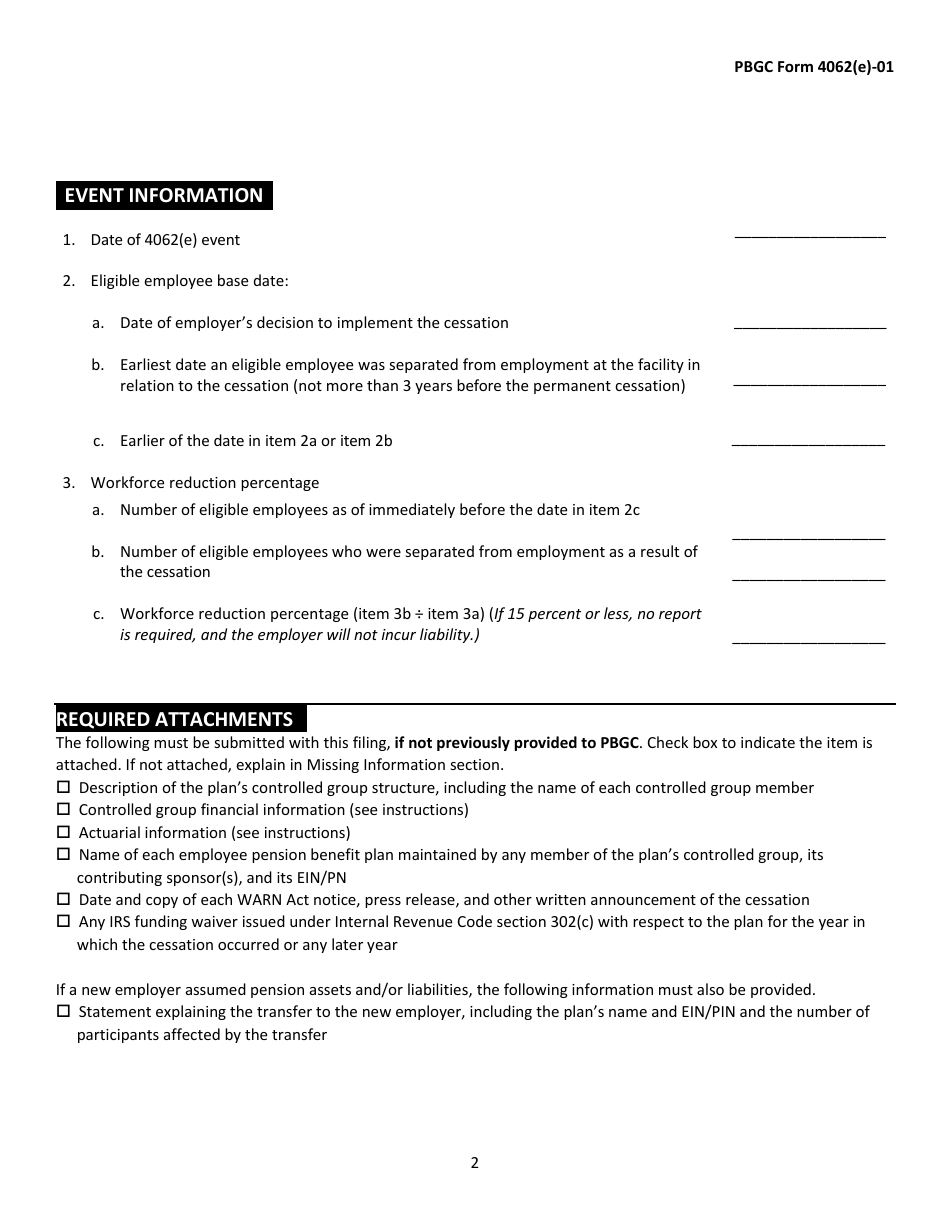 Pbgc Form 4062e 01 Fill Out Sign Online And Download Fillable Pdf Templateroller 1395