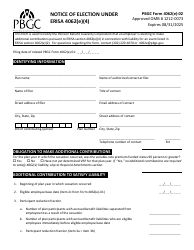 PBGC Form 4062(E)-02 Notice of Election Under Erisa 4062(E)(4)