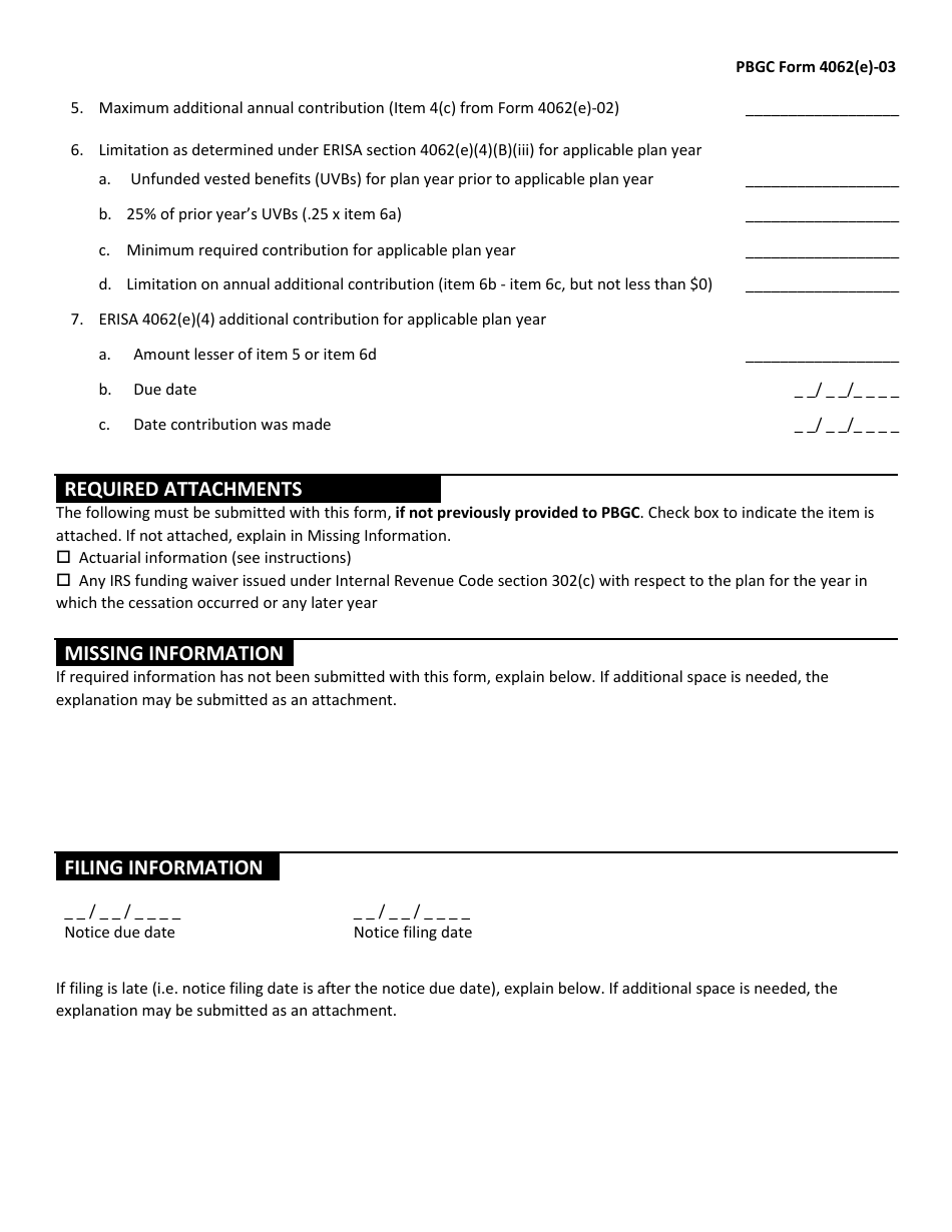 PBGC Form 4062(E)-03 Notice of Additional Contributions Under Erisa 4062(E)(4), Page 2