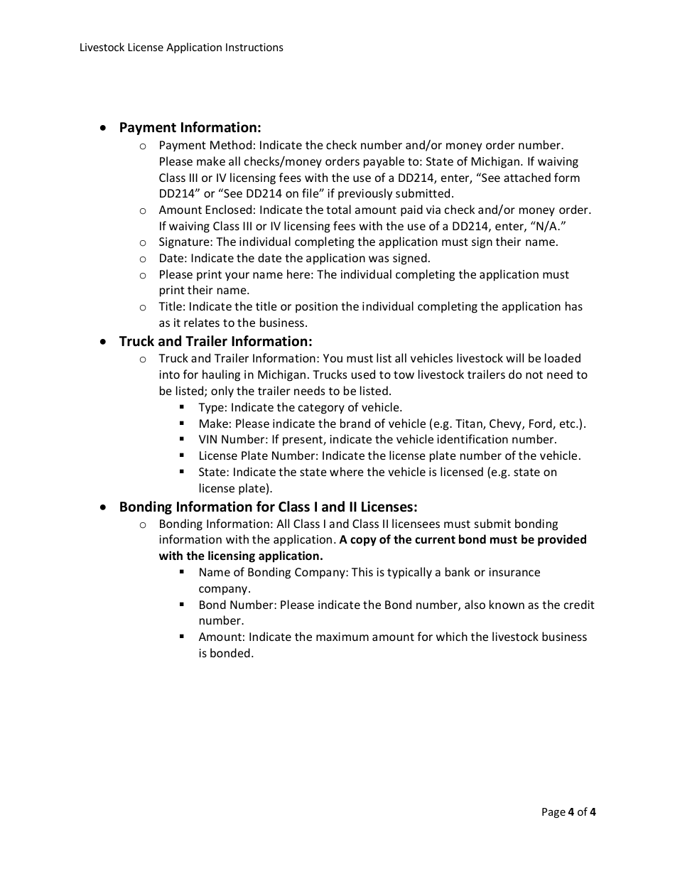 Form AH-047 Livestock Dealer License Application - Michigan, Page 6