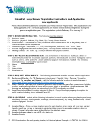 Document preview: Hemp Grower Registration - New Application - Michigan