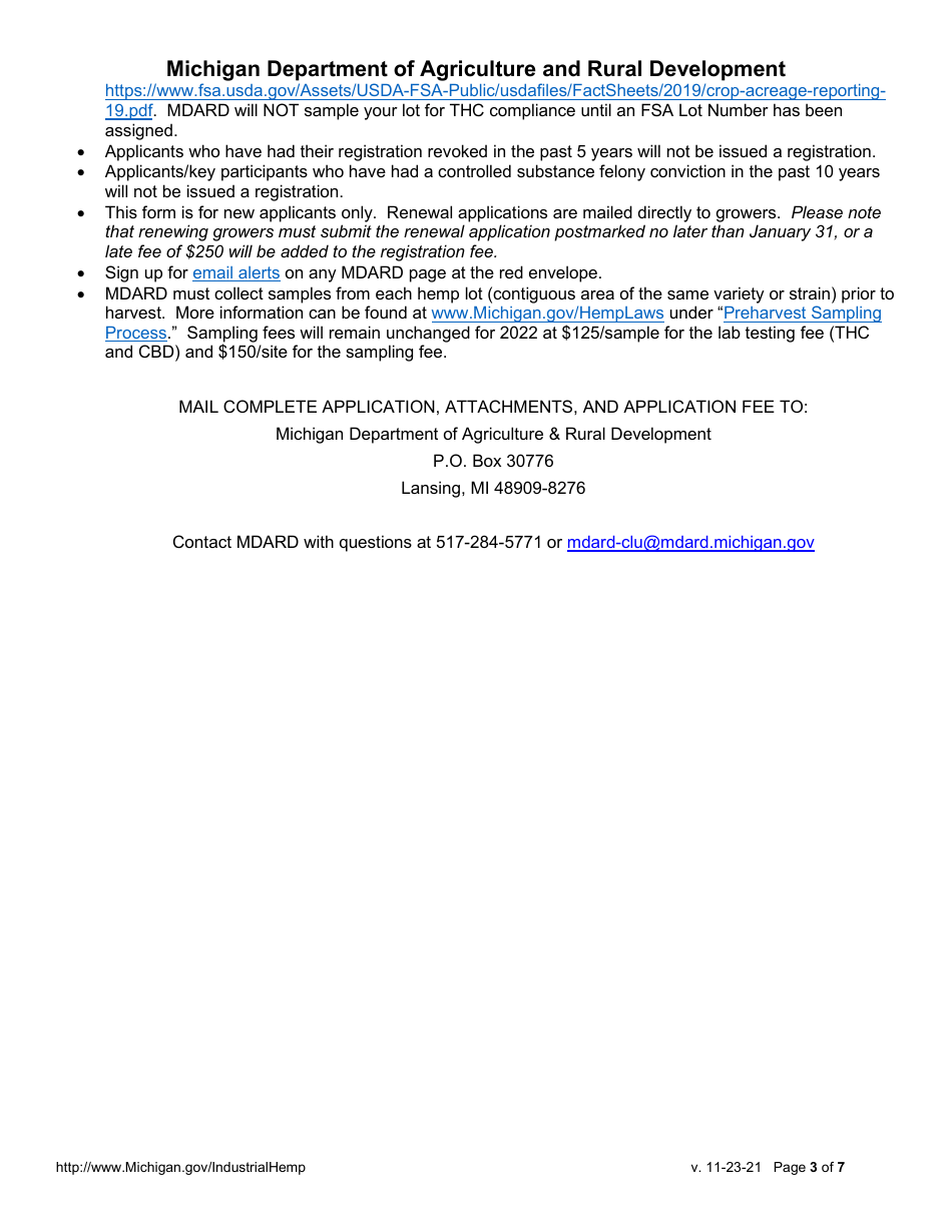 Hemp Grower Registration - New Application - Michigan, Page 3