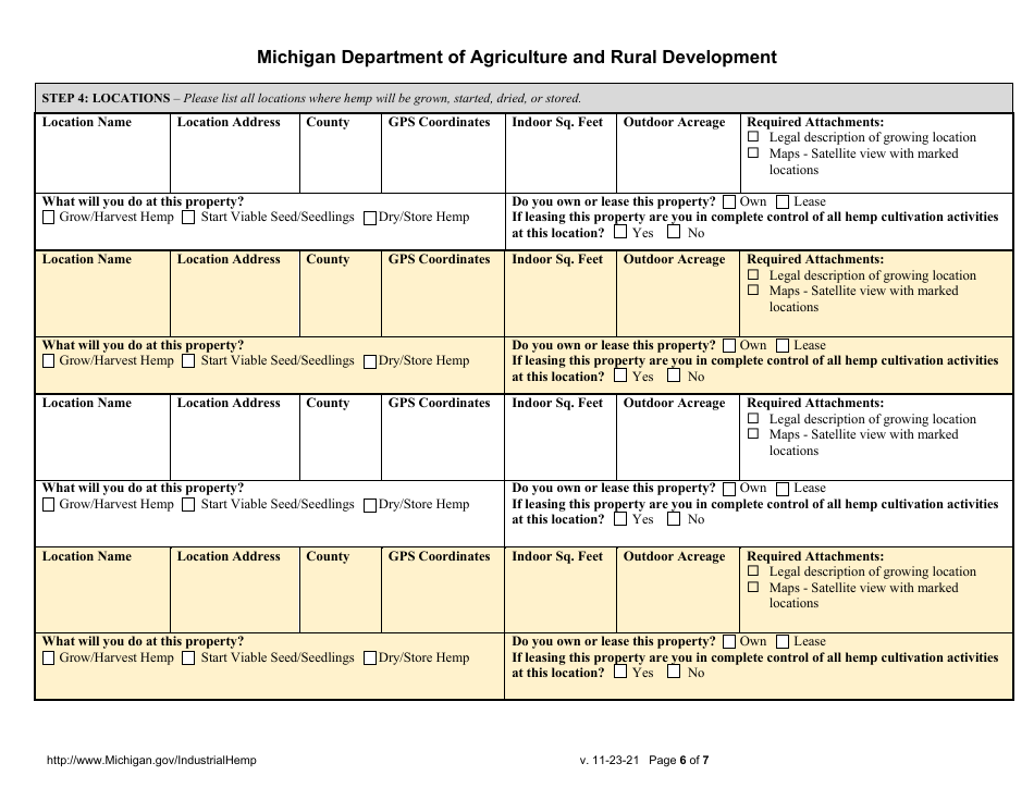 Hemp Grower Registration - New Application - Michigan, Page 6