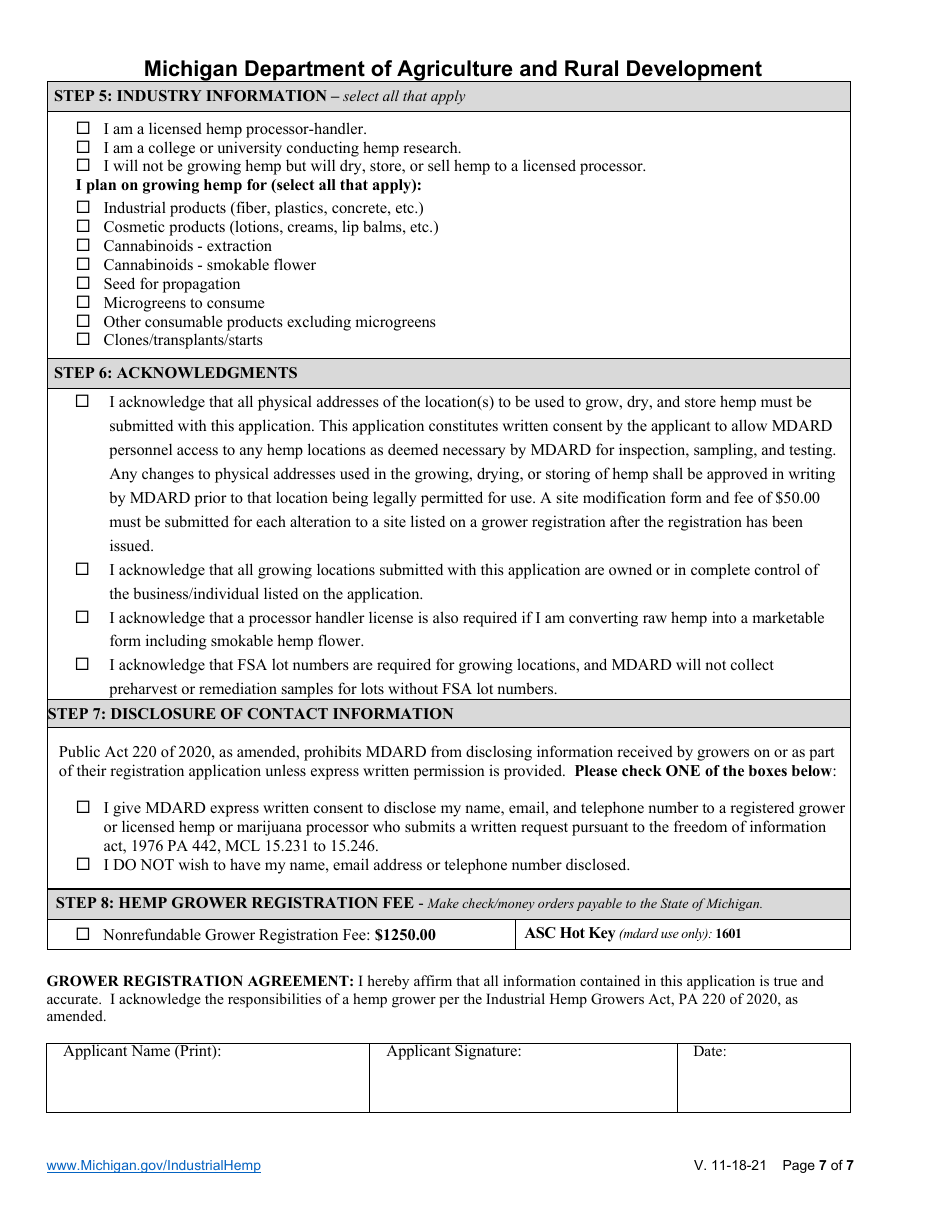 Michigan Hemp Grower Registration - New Application Download Printable ...