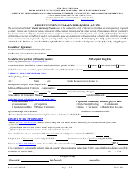 Form 609 Reserve Study Summary Form (Nrs 116.31152) - Nevada