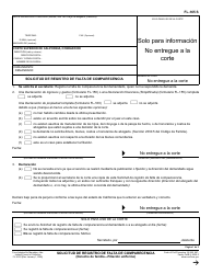 Document preview: Formulario FL-165 Solicitud De Registro De Falta De Comparecencia (Derecho De Familia - Filiacion Uniforme) - California (Spanish)