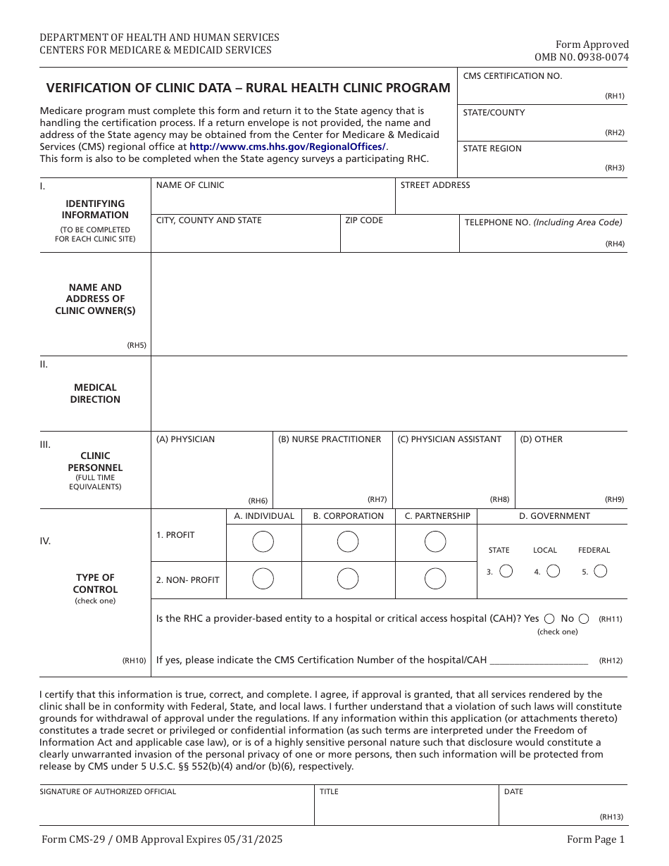 Form CMS-29 - Fill Out, Sign Online and Download Fillable PDF ...