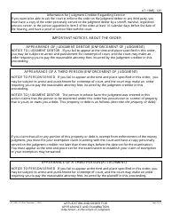 Form AT-138 (EJ-125) Application and Order for Appearance and Examination (Attachment - Enforcement of Judgment) - California, Page 2