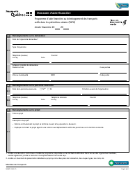 Forme V-3187 Demande D&#039;aide Financiere - Programme D&#039;aide Financiere Au Developpement DES Transports Actifs Dans Les Perimetres Urbains (Tapu) - Quebec, Canada (French)