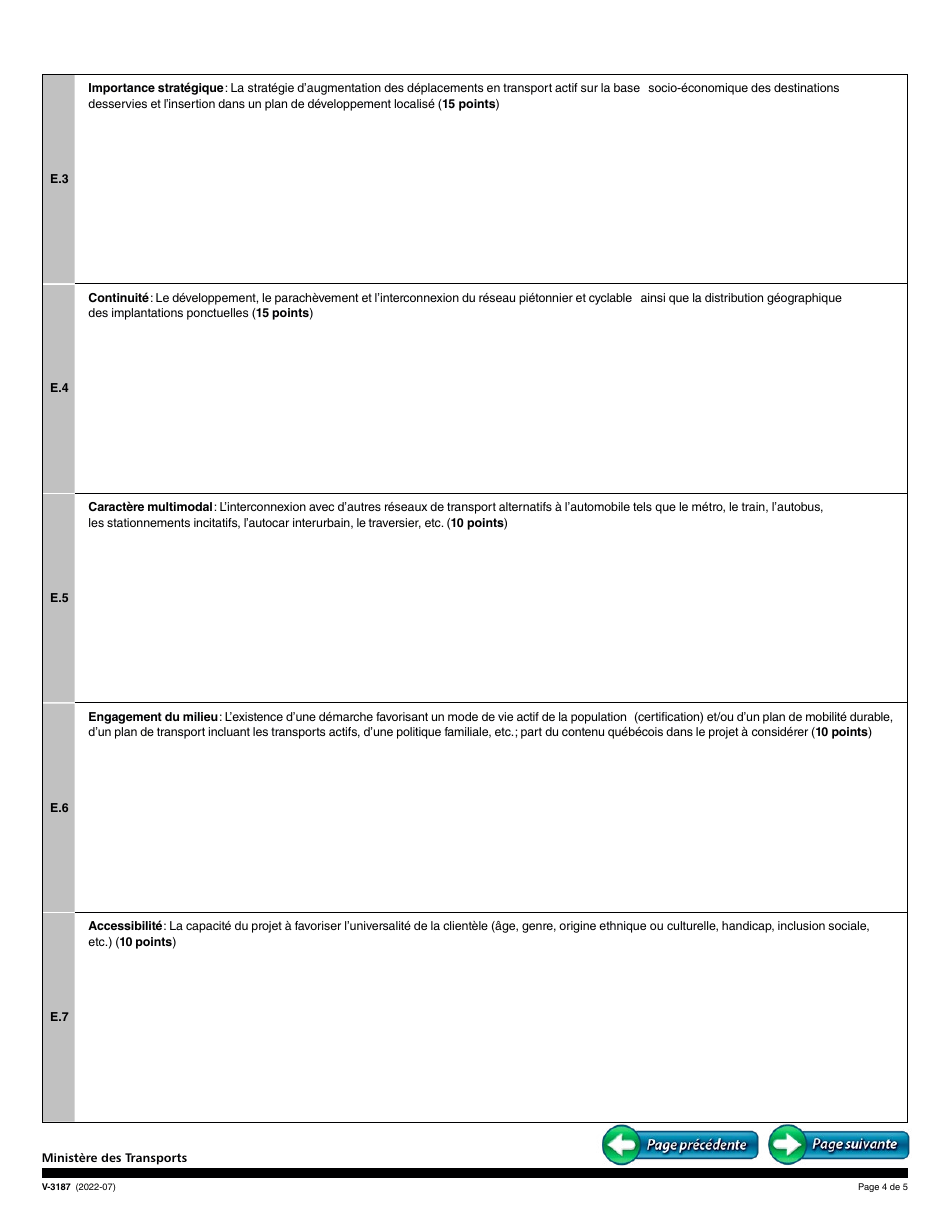 Forme V-3187 Demande Daide Financiere - Programme Daide Financiere Au Developpement DES Transports Actifs Dans Les Perimetres Urbains (Tapu) - Quebec, Canada (French), Page 4
