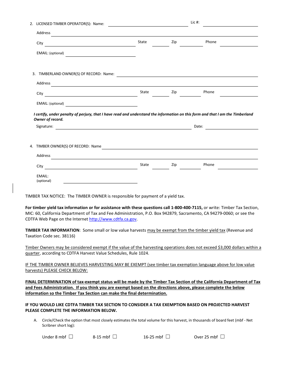 Form RM-73 (1038.3) Forest Fire Prevention Exemption - California, Page 2