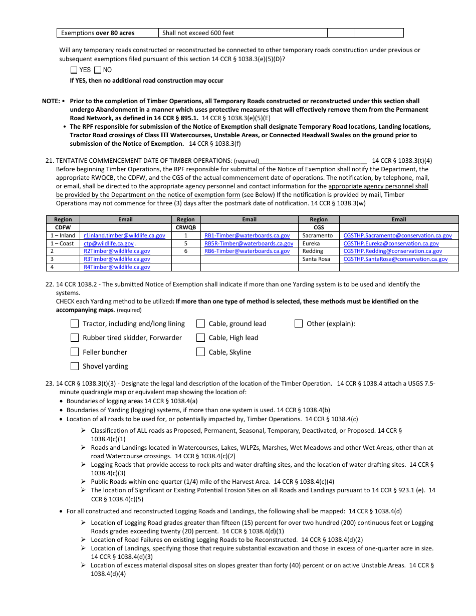 Form RM-73 (1038.3) Forest Fire Prevention Exemption - California, Page 6