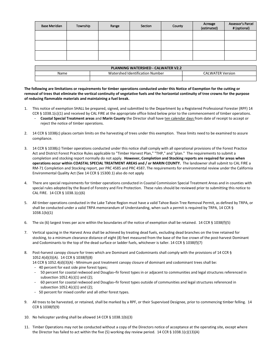 Form RM-73 (1038F) The Small Timberland Owner Exemption - California, Page 5