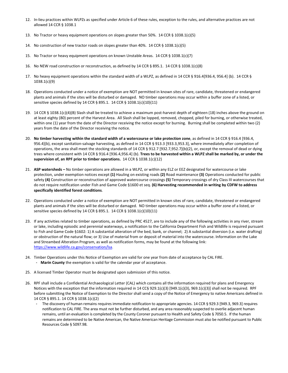 Form RM-73 (1038F) The Small Timberland Owner Exemption - California, Page 6