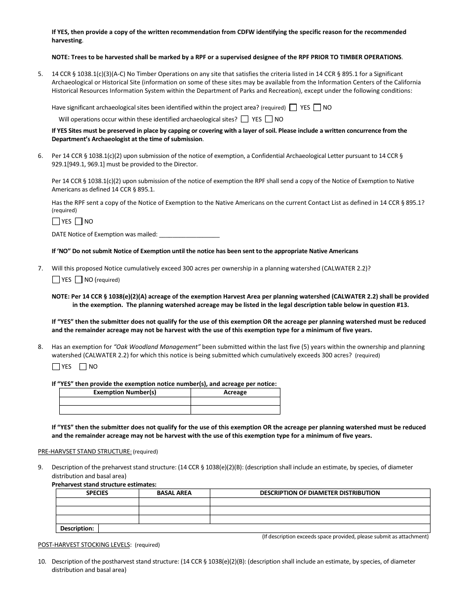 Form RM-73 (1038(E)) Oak Woodland Restoration Exemption Form - California, Page 3