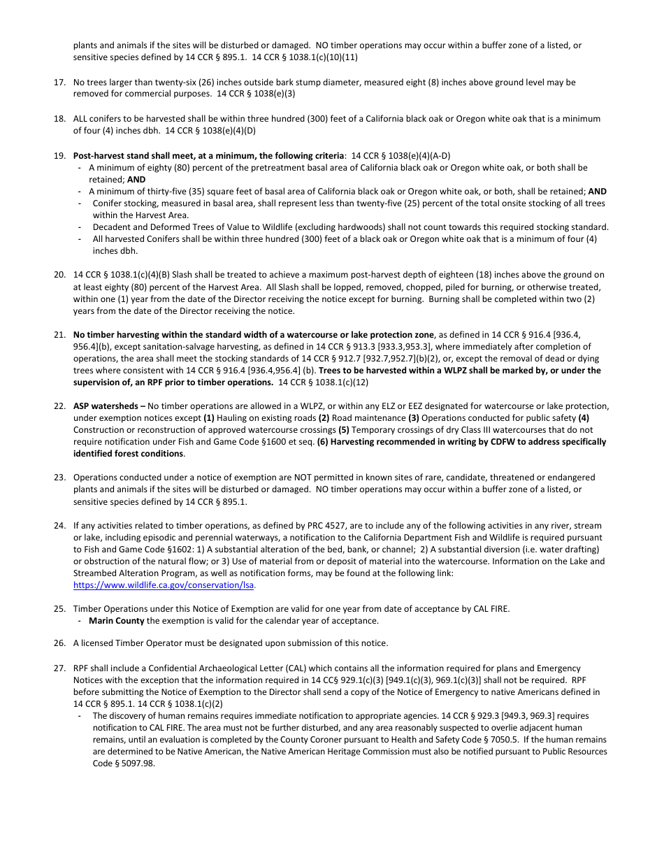 Form RM-73 (1038(E)) Oak Woodland Restoration Exemption Form - California, Page 6