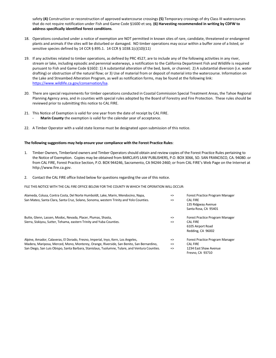 Form RM-73 (1038D) Harvesting Dead, Dying or Diseased Trees, Fuelwood, or Split Products in Response to Drought Related Stress or Dead Trees Which Are Unmerchantable as Sawlog-Size Timber Located Upon Substantially Damaged Timberland Exemption - California, Page 5