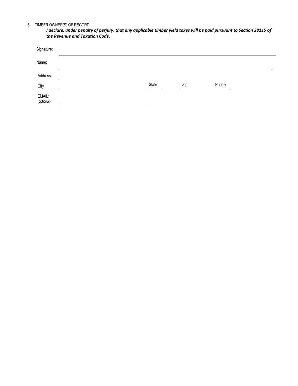Form RM-65 Notice of Emergency Timber Operations Fuel Hazard Reduction - California, Page 2