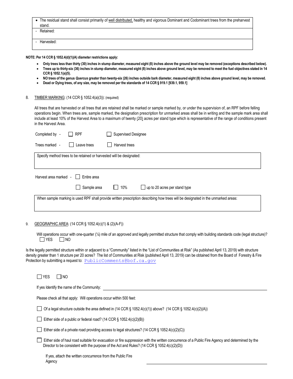 Form RM-65 Notice of Emergency Timber Operations Fuel Hazard Reduction - California, Page 4