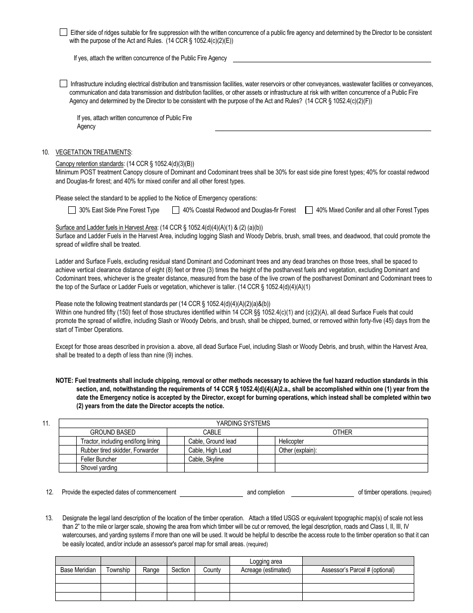 Form RM-65 Notice of Emergency Timber Operations Fuel Hazard Reduction - California, Page 5