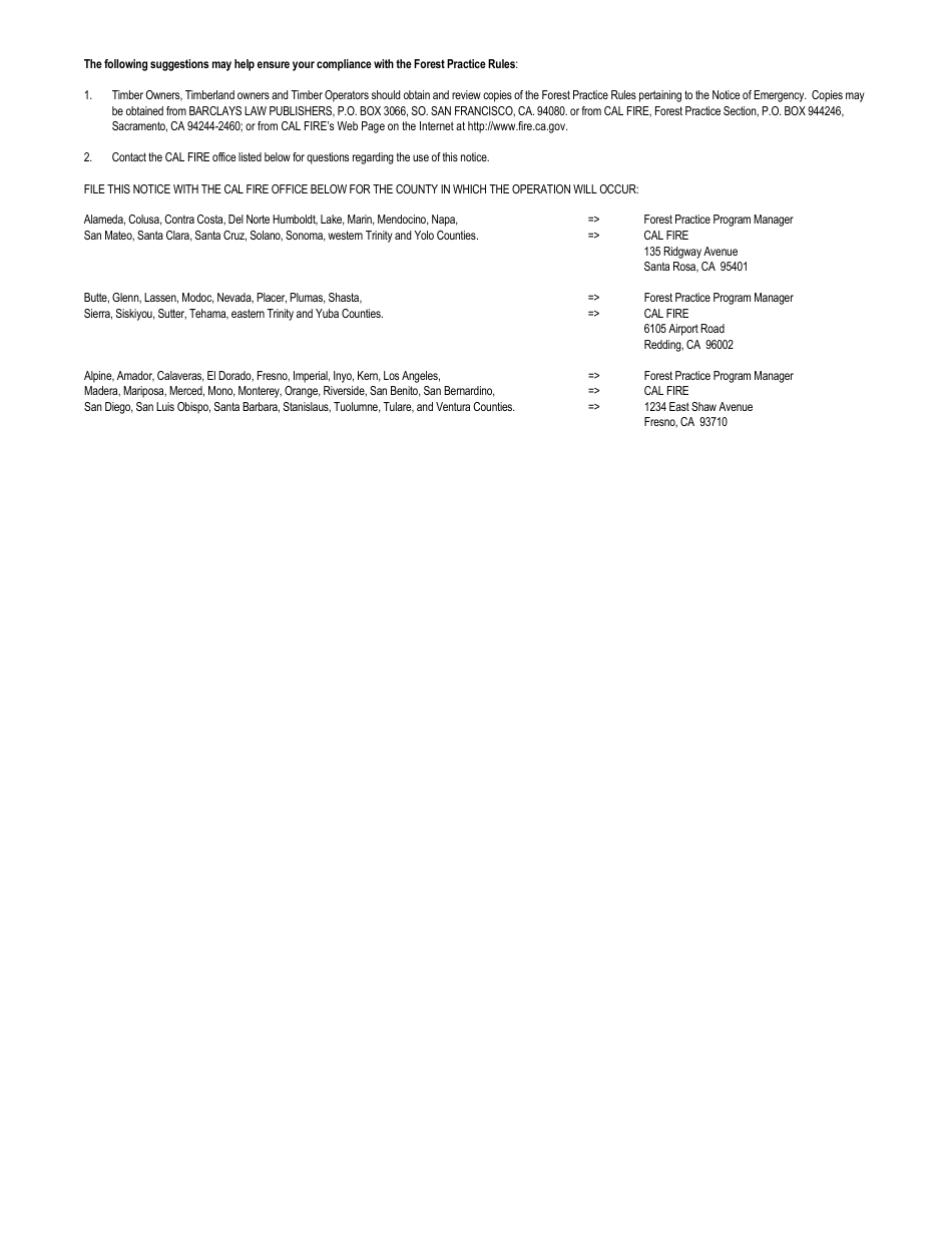Form RM-65 Notice of Emergency Timber Operations Fuel Hazard Reduction - California, Page 7