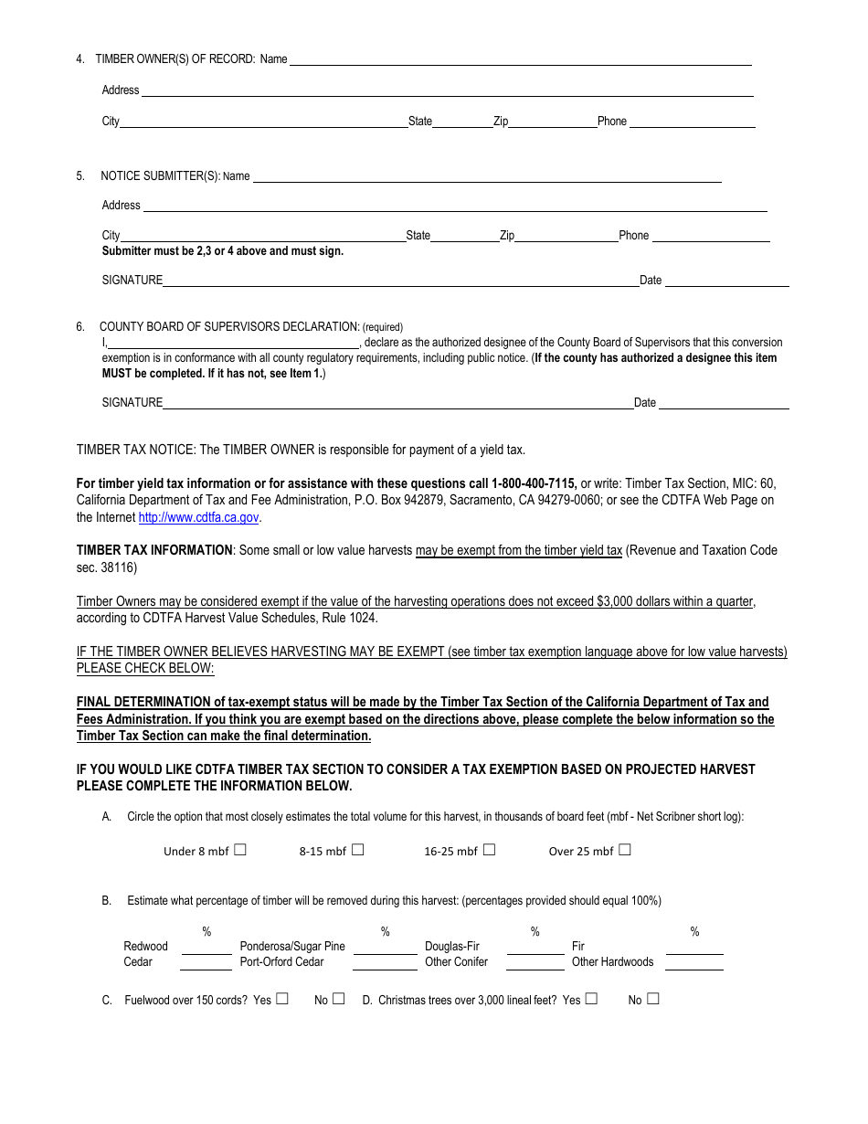 Form RM-73 Less Than 3 Acre Conversion Exemption - California, Page 2