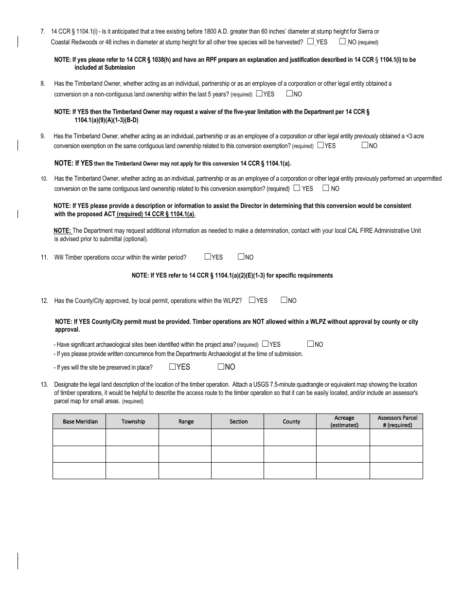 Form RM-73 Less Than 3 Acre Conversion Exemption - California, Page 3