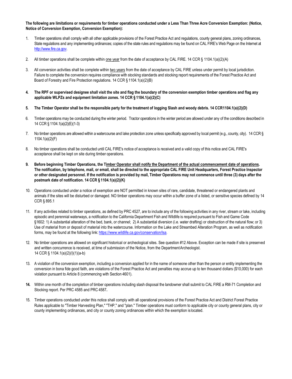 Form RM-73 Less Than 3 Acre Conversion Exemption - California, Page 4