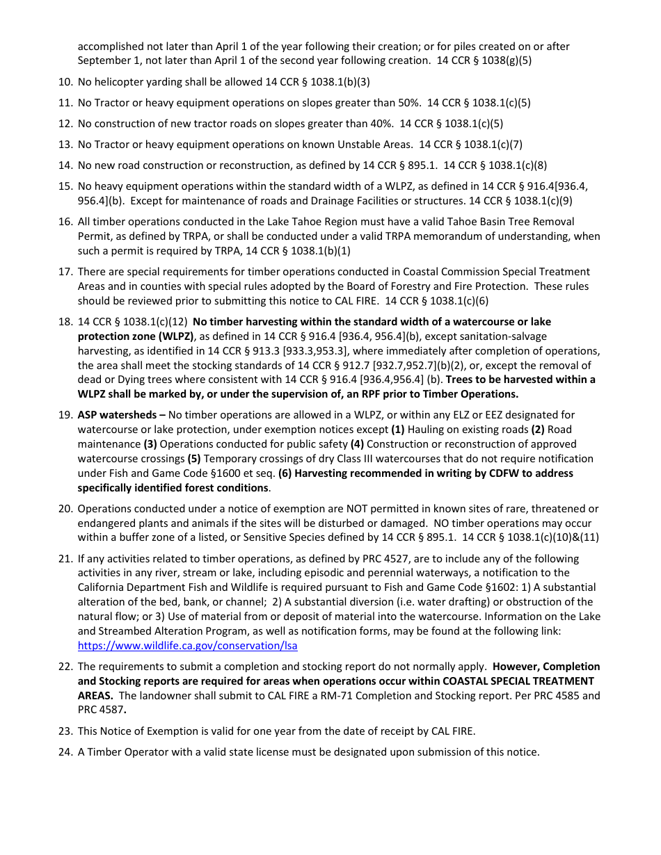 California Postfire Recovery Exemption Download Fillable PDF 2020