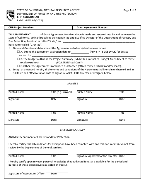 Form RM-11  Printable Pdf