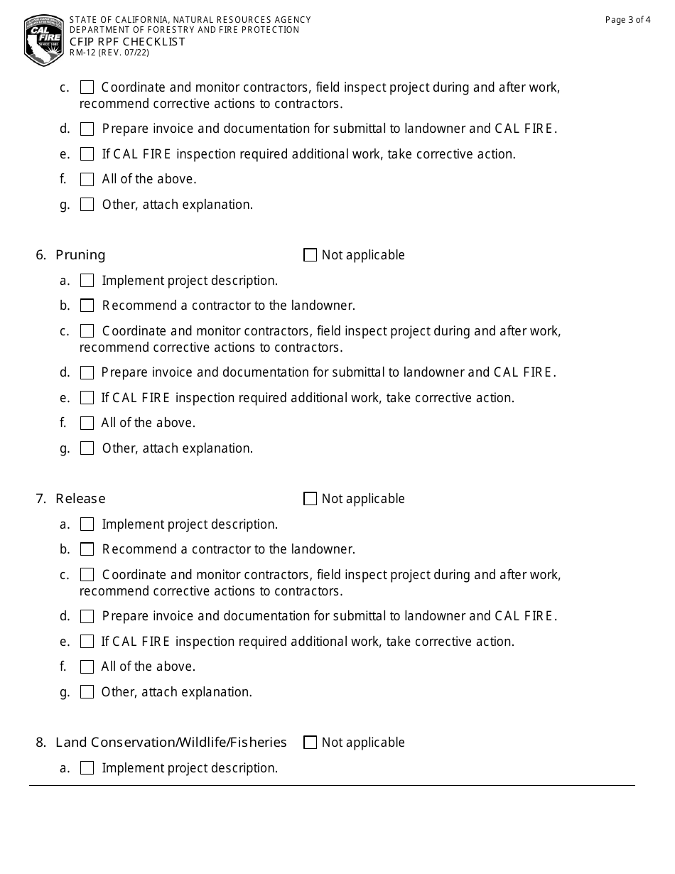 Form RM-12 Cfip Rpf Checklist - California, Page 3