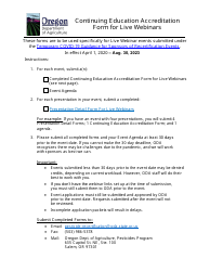 Continuing Education Accreditation Form for Live Webinars - Oregon