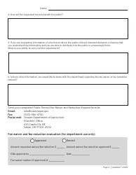Public Record Fee Waiver and Reduction Request Form - Oregon, Page 2