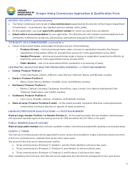 Document preview: Oregon Hemp Commission Application & Qualification Form - Oregon